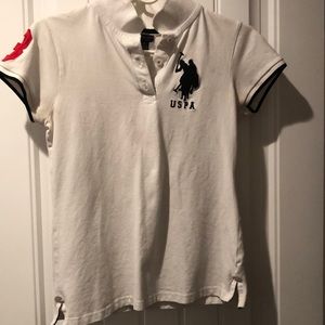white uspa button polo shirt